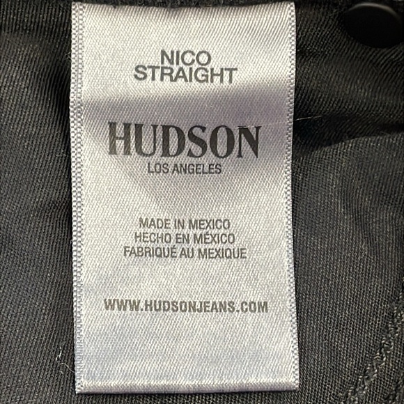 New Hudson Nico Straight Jeans Black Mid Rise Long Length Tall Sz 26 - Picture 10 of 11